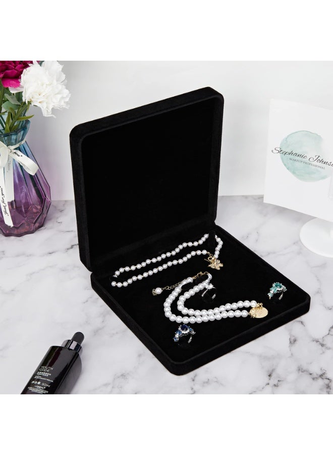 KISSUN Velvet Jewelry Set Box, Velvet Gift Box for Bracelet Necklace Earring Ring (Black) - Image 3
